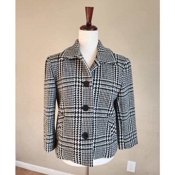 Lauren Ralph Lauren Houndstooth Cropped Jacket SZ 4 Wool - Picture 1 of 12